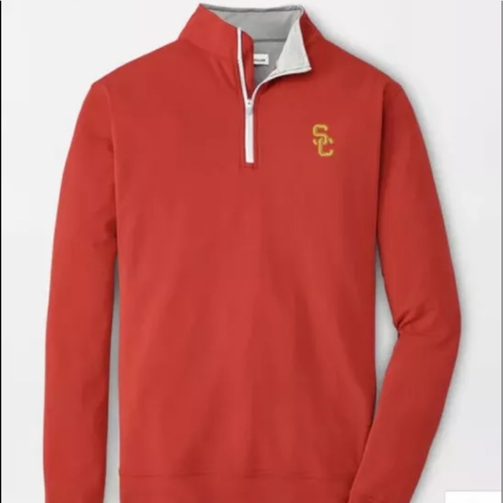 Peter Millar Red Quarter-Zip Sweatshirt
